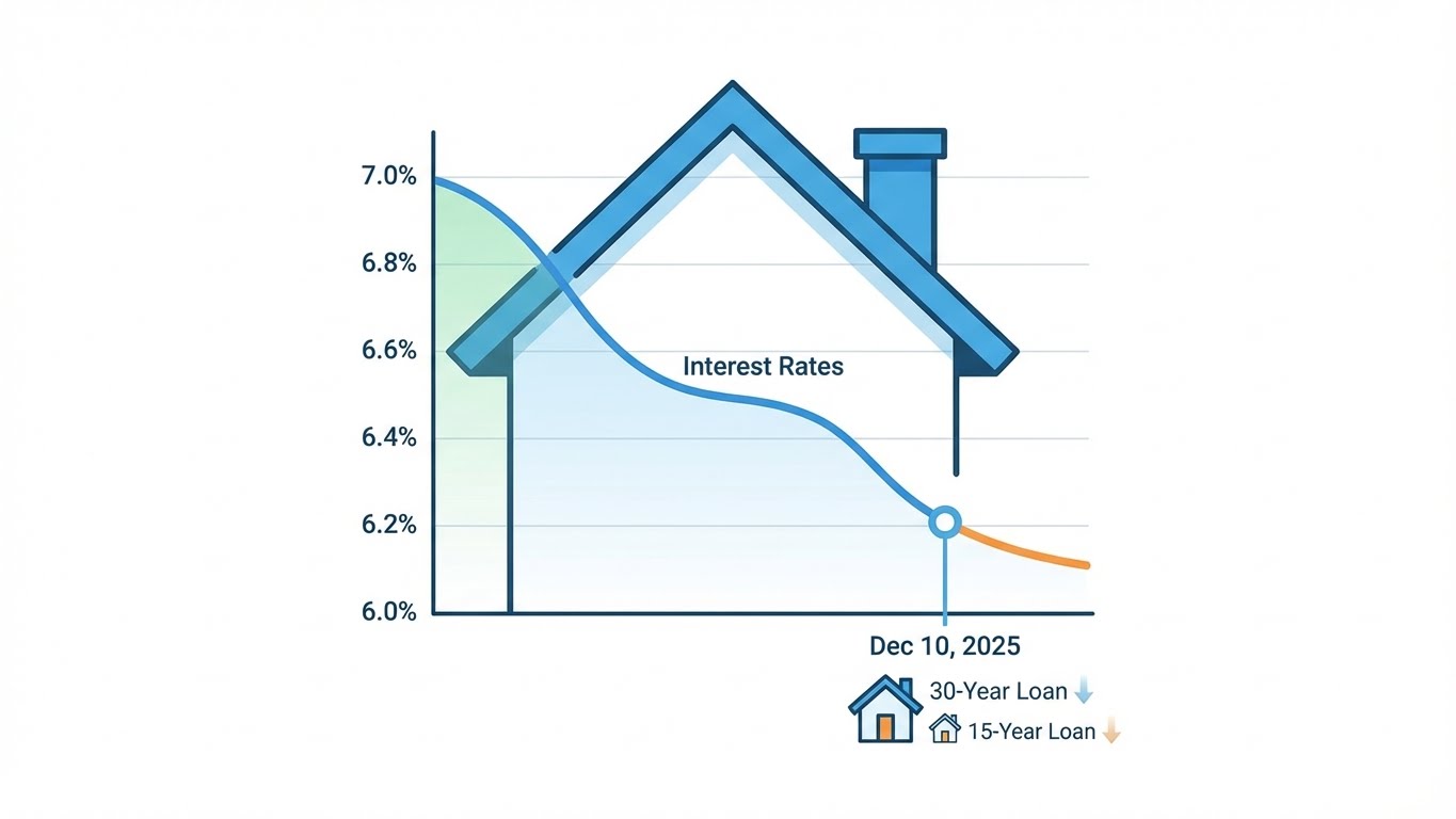 todays mortgage interest rates December 10 2025 graph for 30-year and 15-year loans