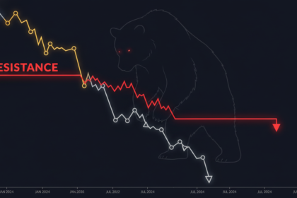 A technical analysis chart showing a bearish signal from gold and silver price action.