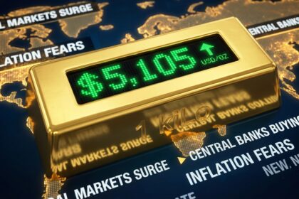 A historic graphic illustrating the moment gold prices cross $5,100 for the first time.