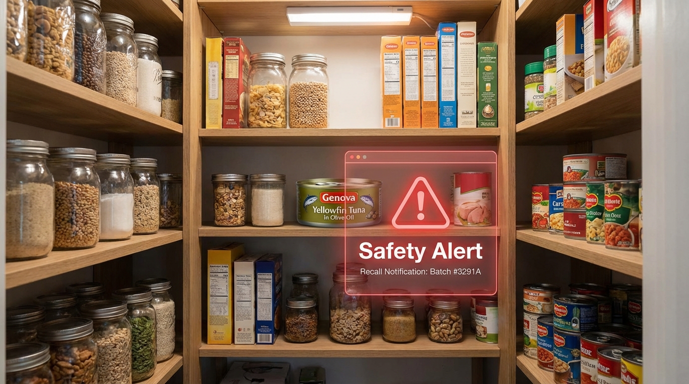 A visual guide to the Tuna Recall January 2026 showing the affected Genova brand products.