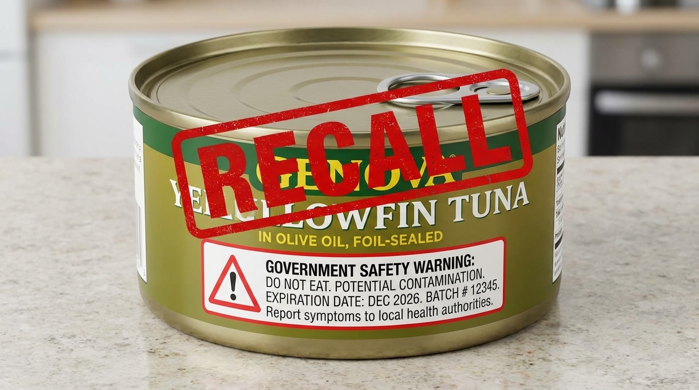 Recalled canned tuna January 2026 warning for botulism risk.