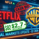 A visual representation of the Netflix all-cash offer for Warner Bros in January 2026.