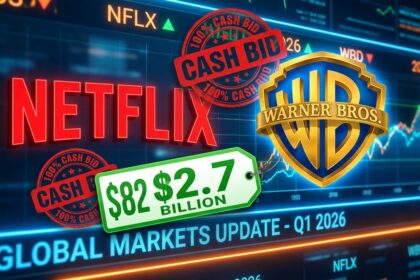 A visual representation of the Netflix all-cash offer for Warner Bros in January 2026.
