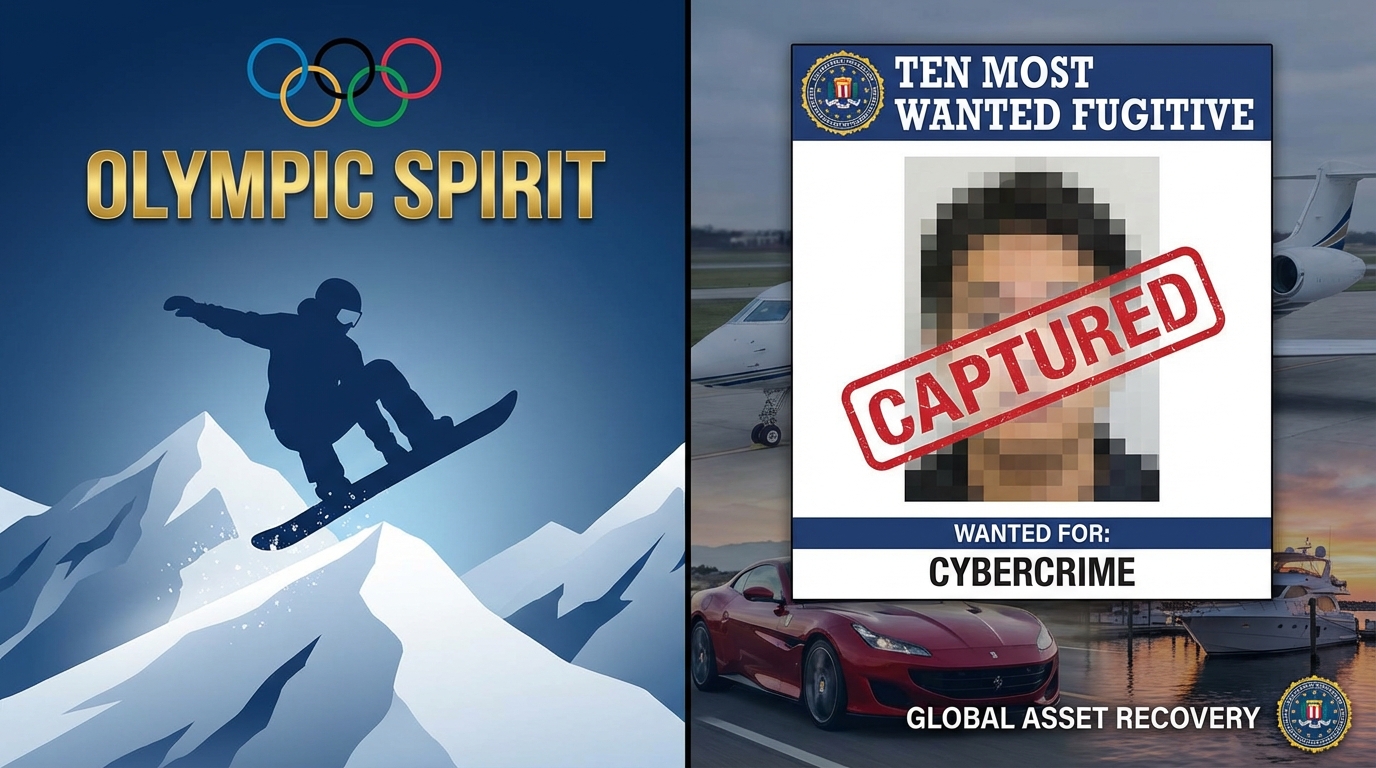 A financial graphic illustrating the Ryan Wedding FBI Most Wanted arrest and the scale of his $1 billion criminal enterprise.