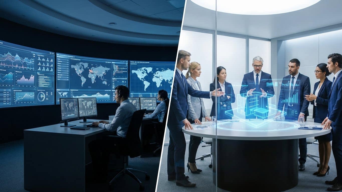 A professional visual representing the fundamental analysis of leadership in tech companies for investors.