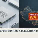 A financial graphic depicting the Nvidia H200 chip stuck in China and its impact on the tech supply chain.