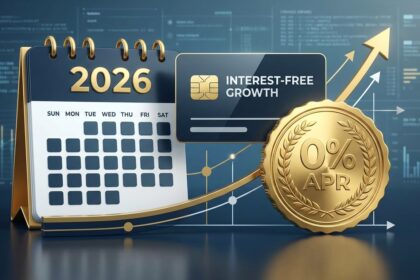 A financial graphic showing the best 0% APR credit cards for January 2026 to avoid interest.