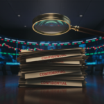 A conceptual image illustrating the connection between the Jeffrey Epstein files and global finance and market volatility.