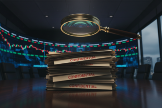 A conceptual image illustrating the connection between the Jeffrey Epstein files and global finance and market volatility.