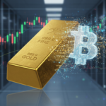 A conceptual image explaining what is Bitcoin digital gold by comparing it to physical gold bars.