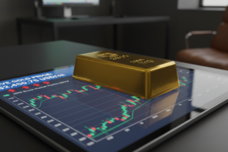 A digital finance dashboard showing the current gold rate today and 2026 price trends.