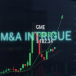A stock market chart showing the price surge during the GameStop M&A speculative rally.