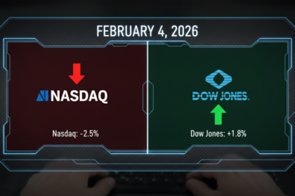 A financial chart showing the divergence in the US stock market today February 4 2026.